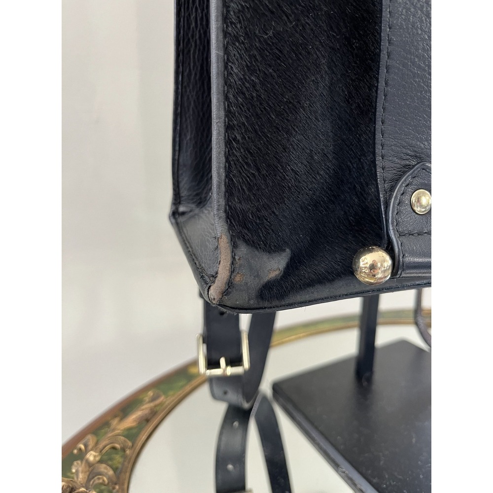 Strathberry Black Leather & Calf Hair Convertible Backpack Made in Spain - Picture 3 of 10